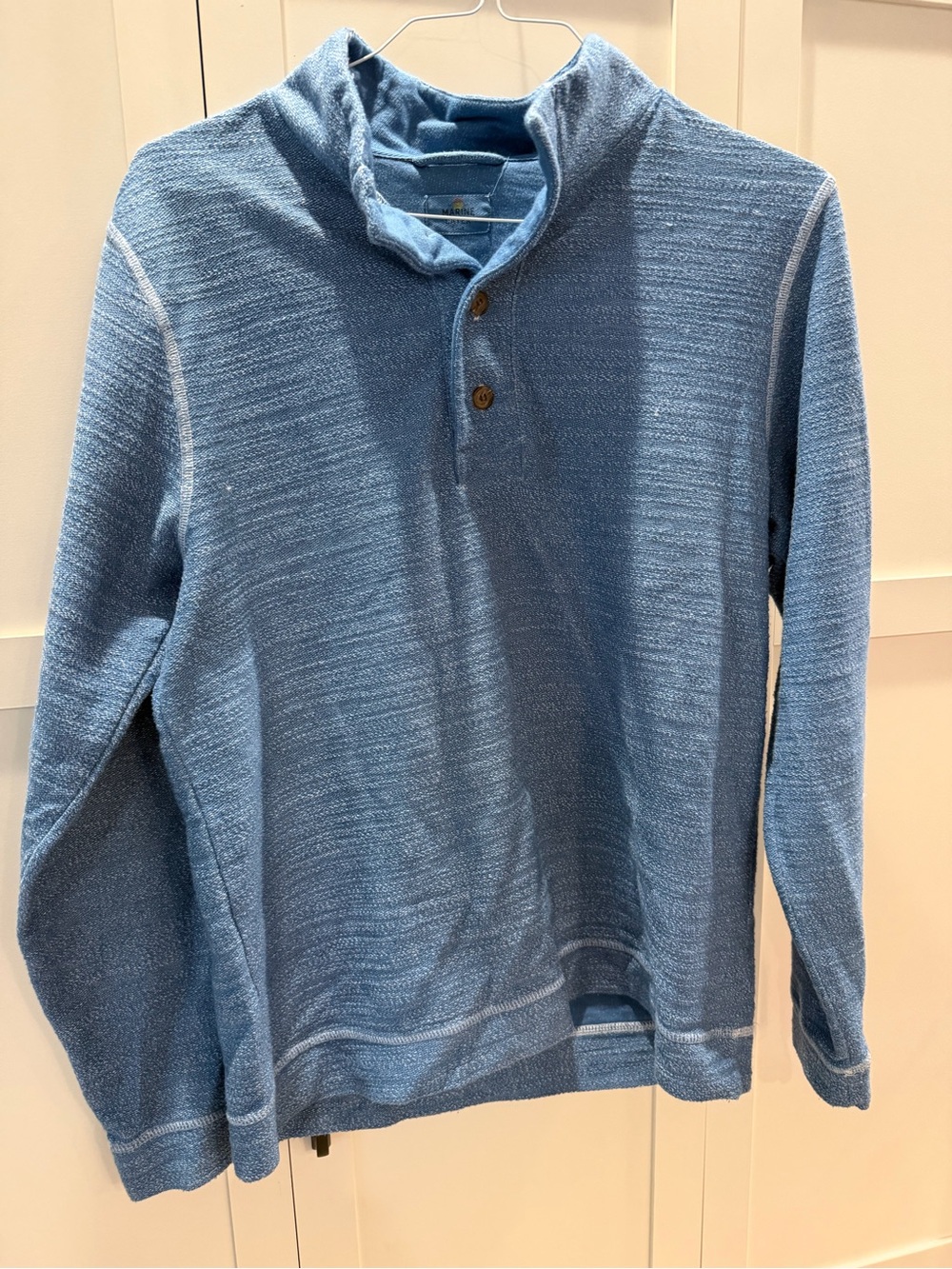 Marine Layer Men's Blue Henley Knit sweater